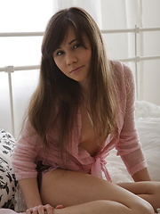 Stunning teen model gets her shaved pussy fucked