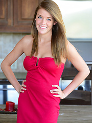 Sophia Winters slips out of her tight red dress and enjoys that beautiful body of hers still she cums