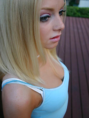 Blonde tease Skye loves to tease with her perky teenage tits and her tight round perfect ass outdoors